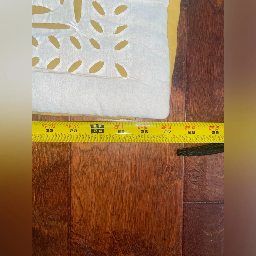 WEST ELM SUN FLOWER YELLOW AND WHITE CUT OUT OVERLAY SHAM PAIR